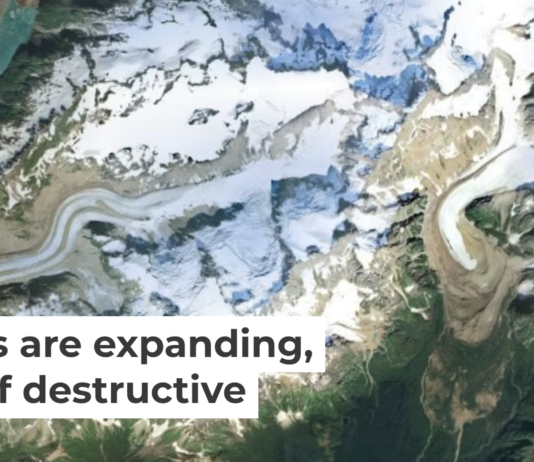 A study explored the evolution of several glacial lakes near Bering Glacier, Alaska. Google Earth, AirbusMaxar Technologies, CNES/Airbus